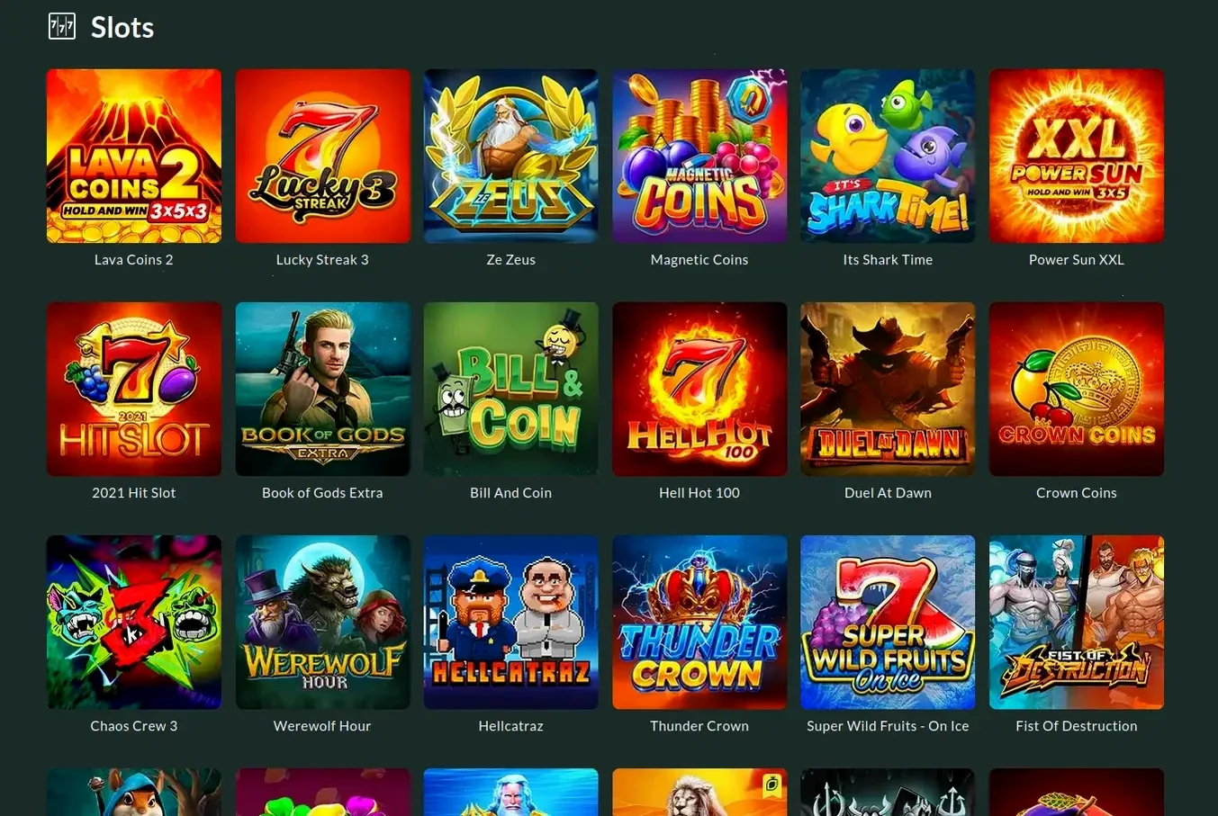 Flagman Casino Spielauswahl